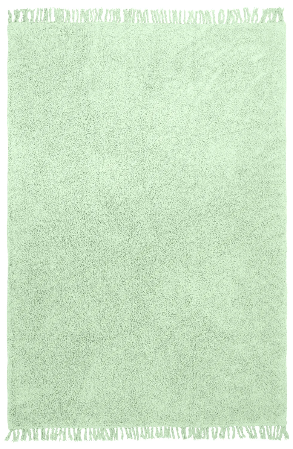 Ryetepper - Alba Natural Cotton Shaggy (lysegrønn) (Størrelse: 160 x 230 cm)