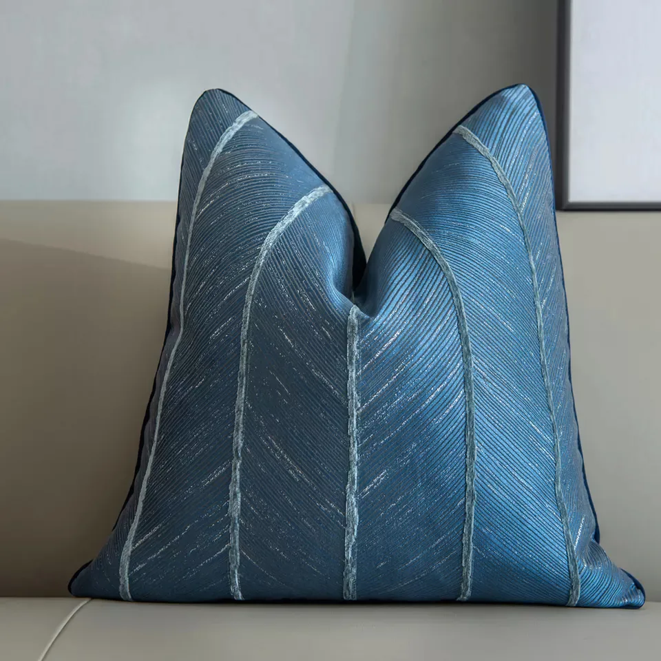 Putetrekk - Striped Design 45 x 45 cm (blå) (Size: 45 x 45 cm)