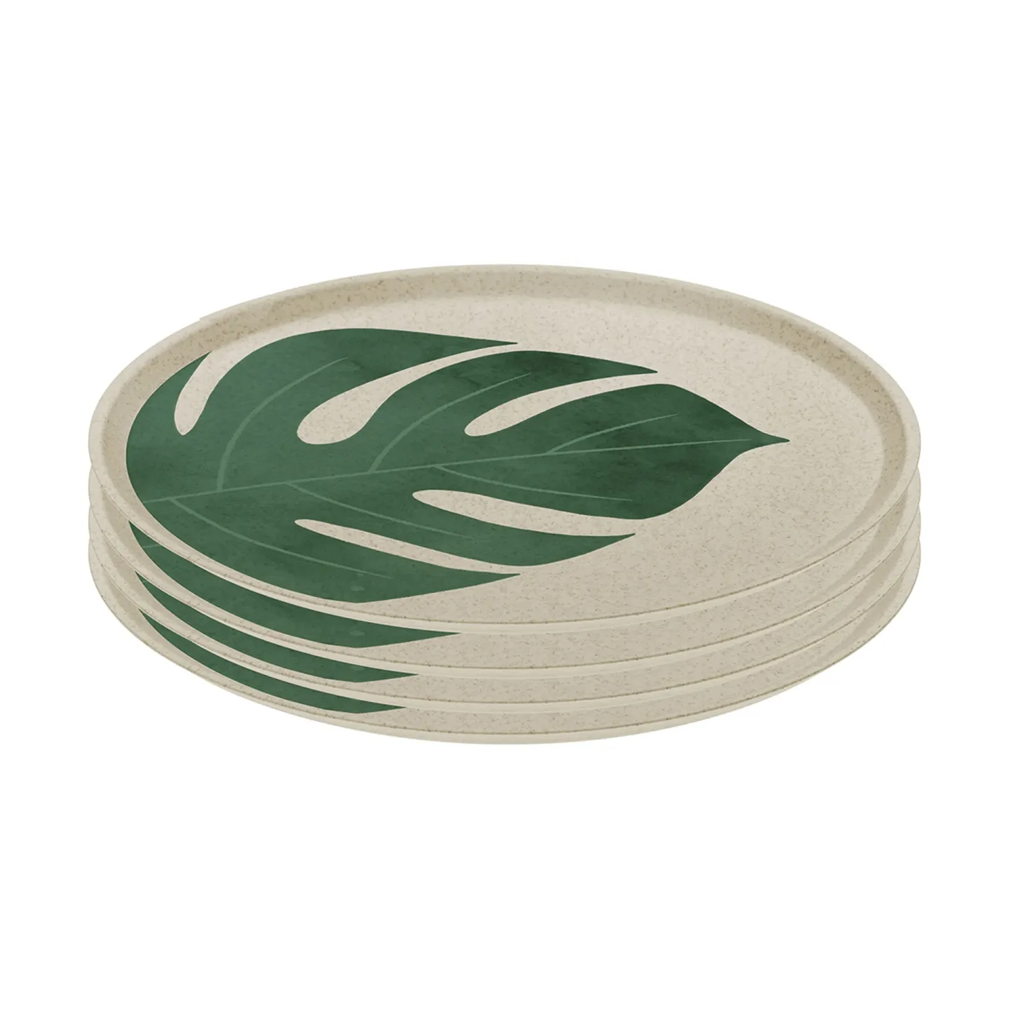 Koziol Connect Teller Ø25,5cm 4er Pack Monstera leaf