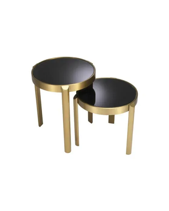 Buena Side Table Brushed Brass Finish Set of 2