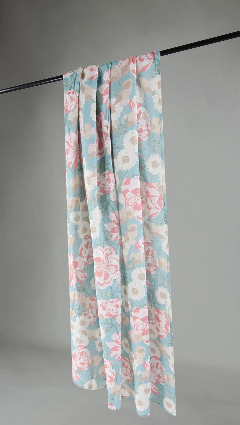 Gardiner - Bomullsgardin Serena (turkis/rosa) (Størrelse: 140 x 300 cm)