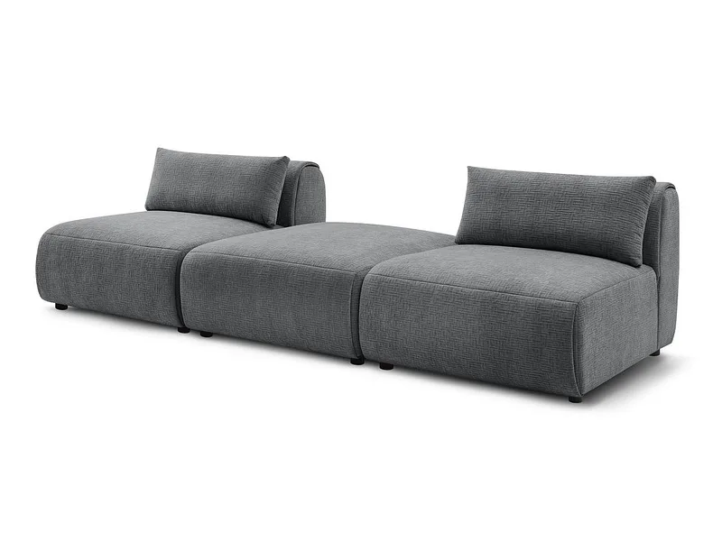 3er Sofa BOBOCHIC JEANNE Stoff mit Textur dunkelgrau