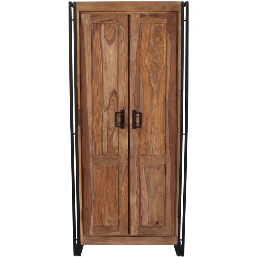 Garderobenschrank Ecuador natur Akazie mit Altmetall B 80 H 180 cm