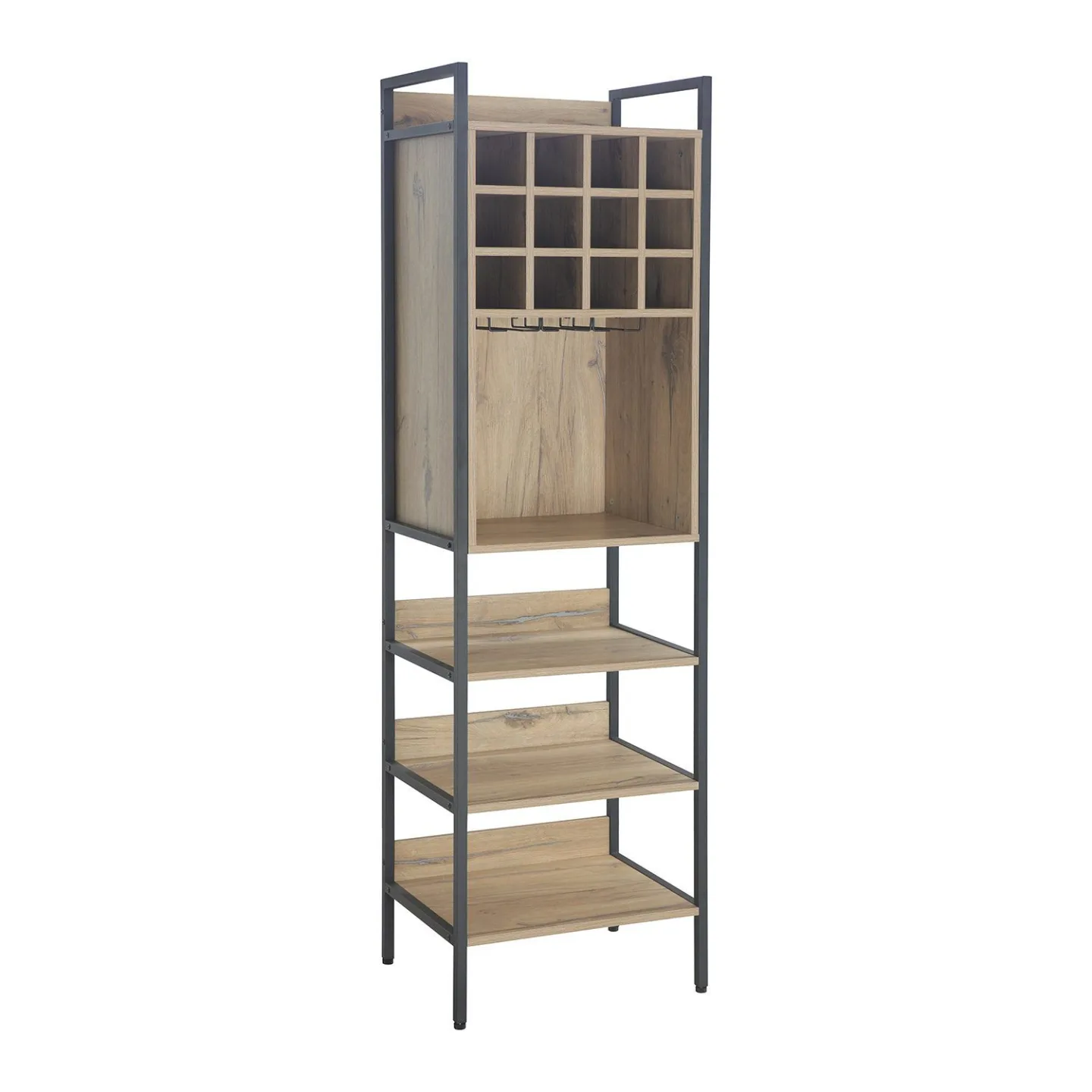 Vinställ Bjeldor Rustic melamin 52x40x180 cm - brun