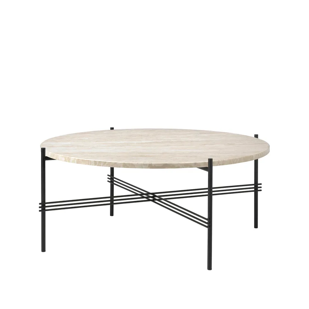 GUBI TS Outdoor Couchtisch Weißer Travertin-svart