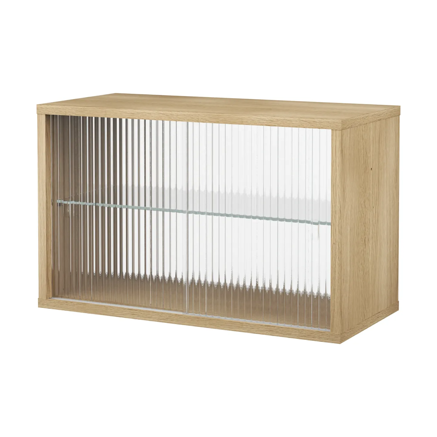 Pira Pira Vitrinenschrank Geweißte Eiche-geriffeltes Glas, 70x31 cm, 4‑türig