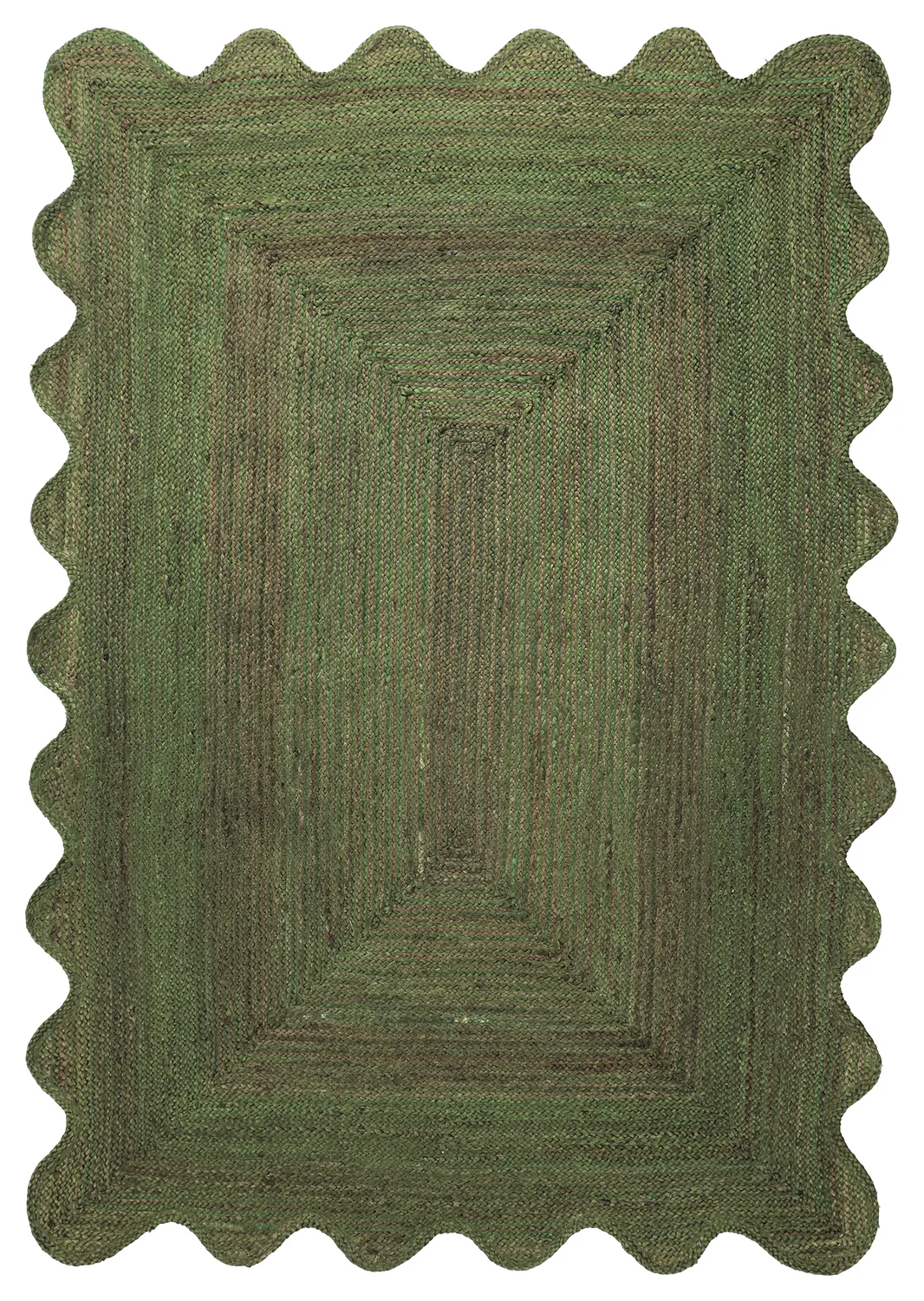 Bølget juteteppe - San Francisco (militærgrønn) (Størrelse: 240 x 340 cm)