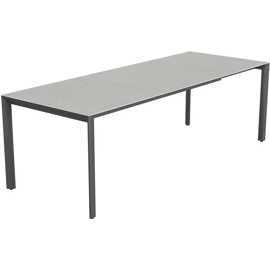 Gartentisch ausziehbar Tropea Schwarz matt / Lunar Mineralkeramik/Stahl pulverbeschichtet B 180 T 90 cm - Möbel Konfigurator: Traummöbel individuell