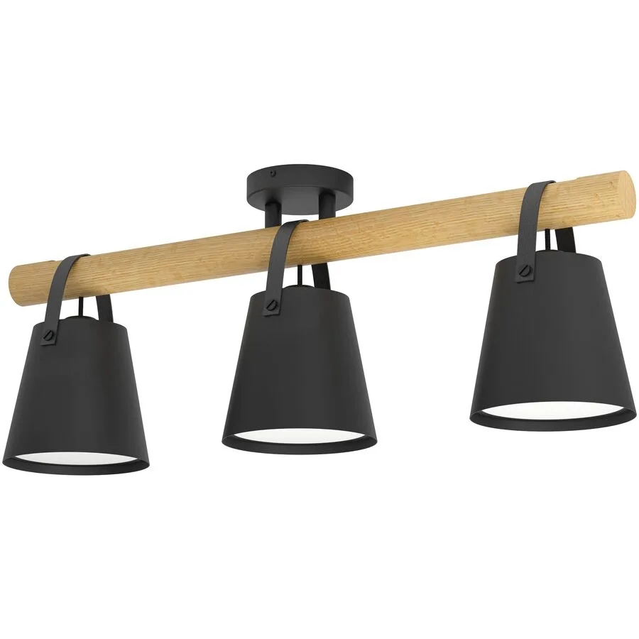 Eglo Deckenlampe Boyle Braun/Schwarz/Weiss Stahl/Holz 17 cm 78 cm - Material: Holz/Stahl