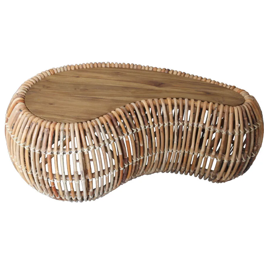 Salontisch Tan natur Rattan, Teak B 120 T 80 cm