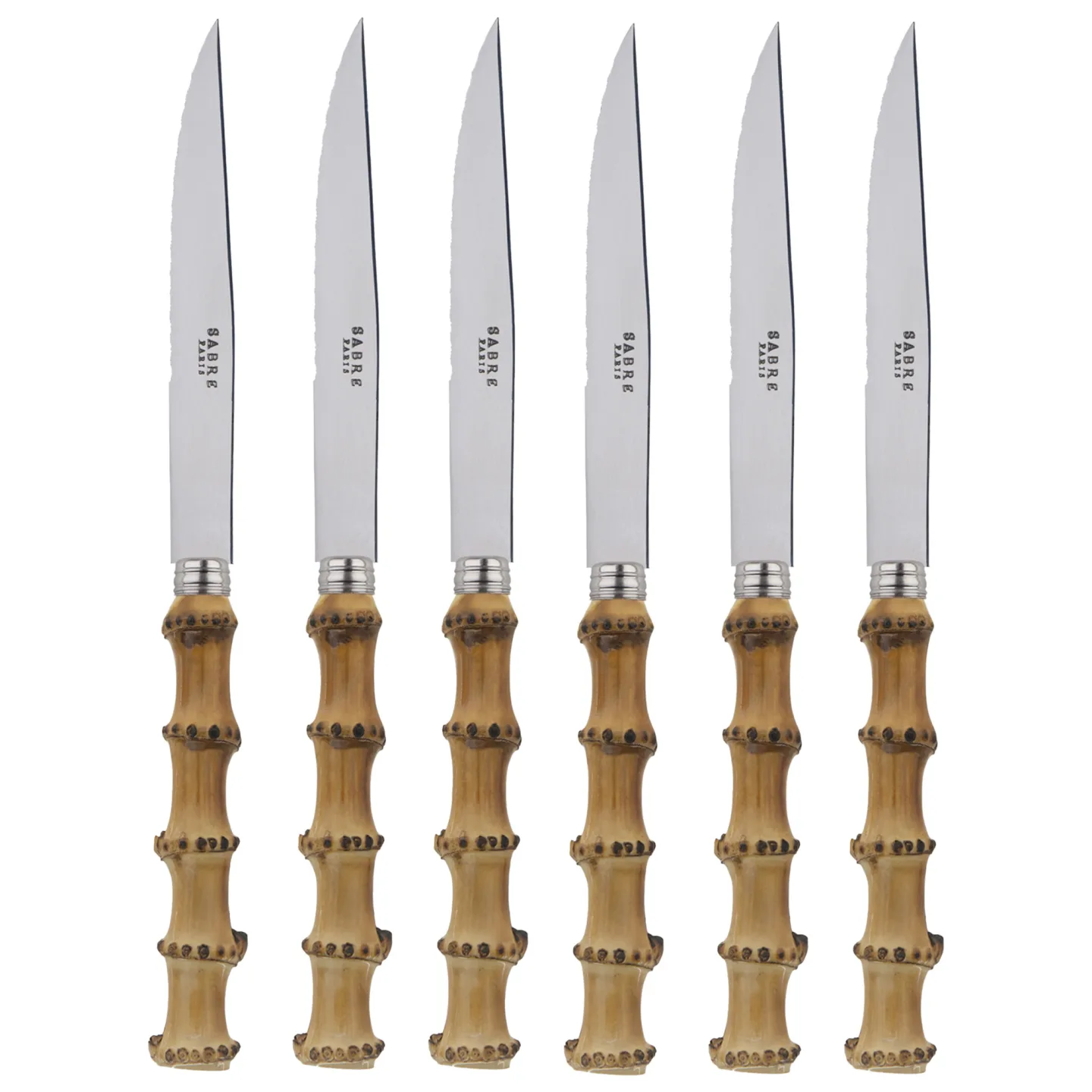 Sabre Paris - Panda Set Of 6 Steak Knives Bamboo - Knivar - Pascale Gelb - Metall