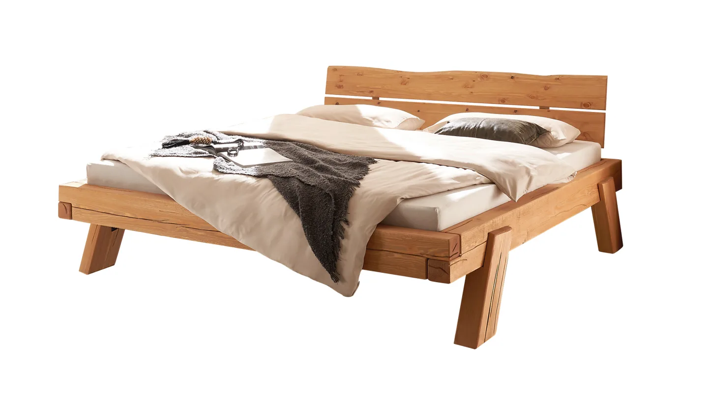 Balkenbett 180 cm Kiefer massiv Holzbeine - TAVEN