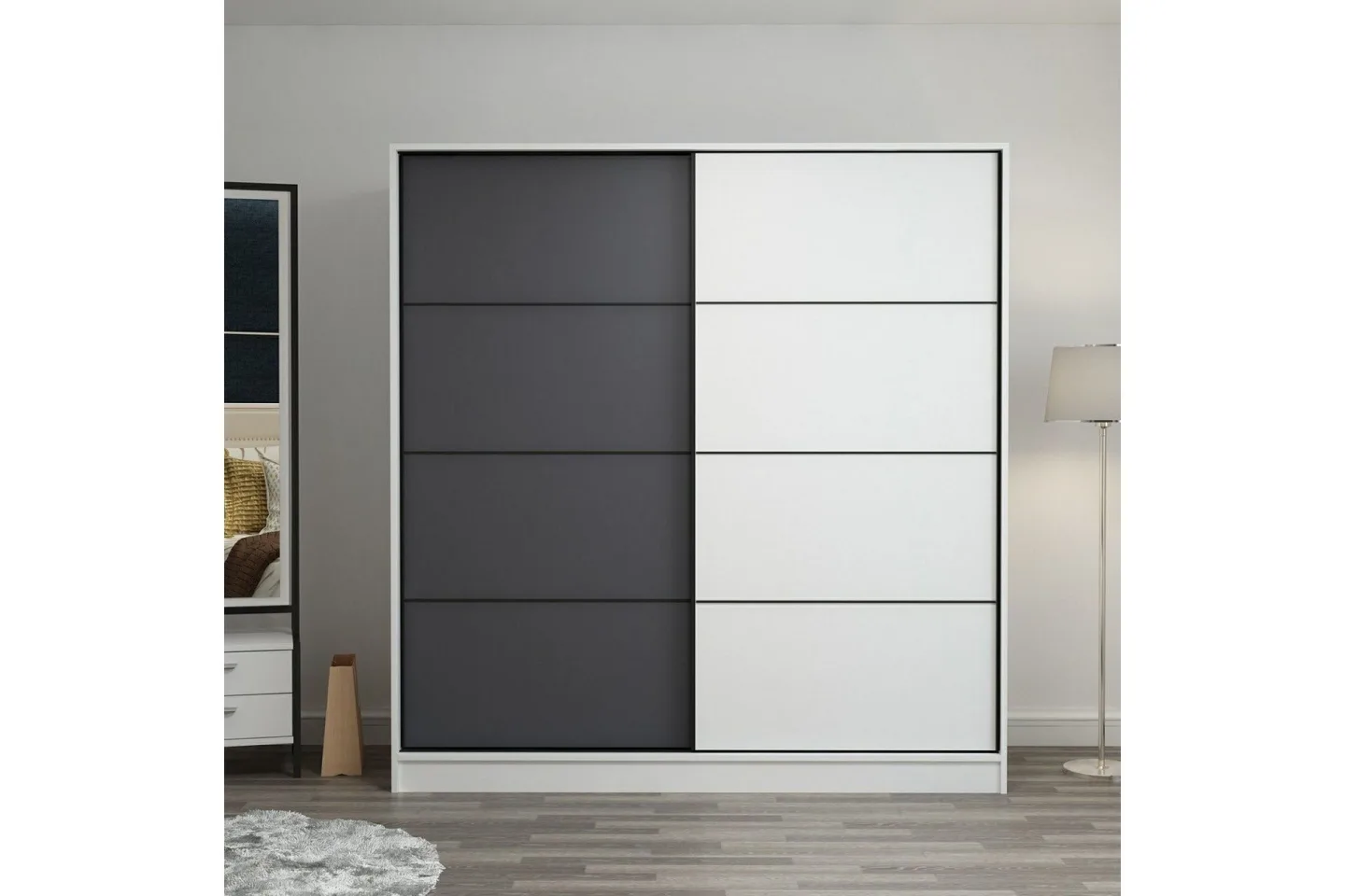 Fruitland Garderob 220 cm - Grå/Vit