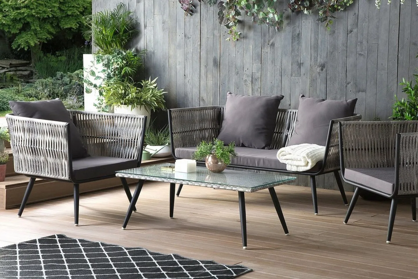 Ragusa Loungegrupp Utomhus 156 cm - Grå