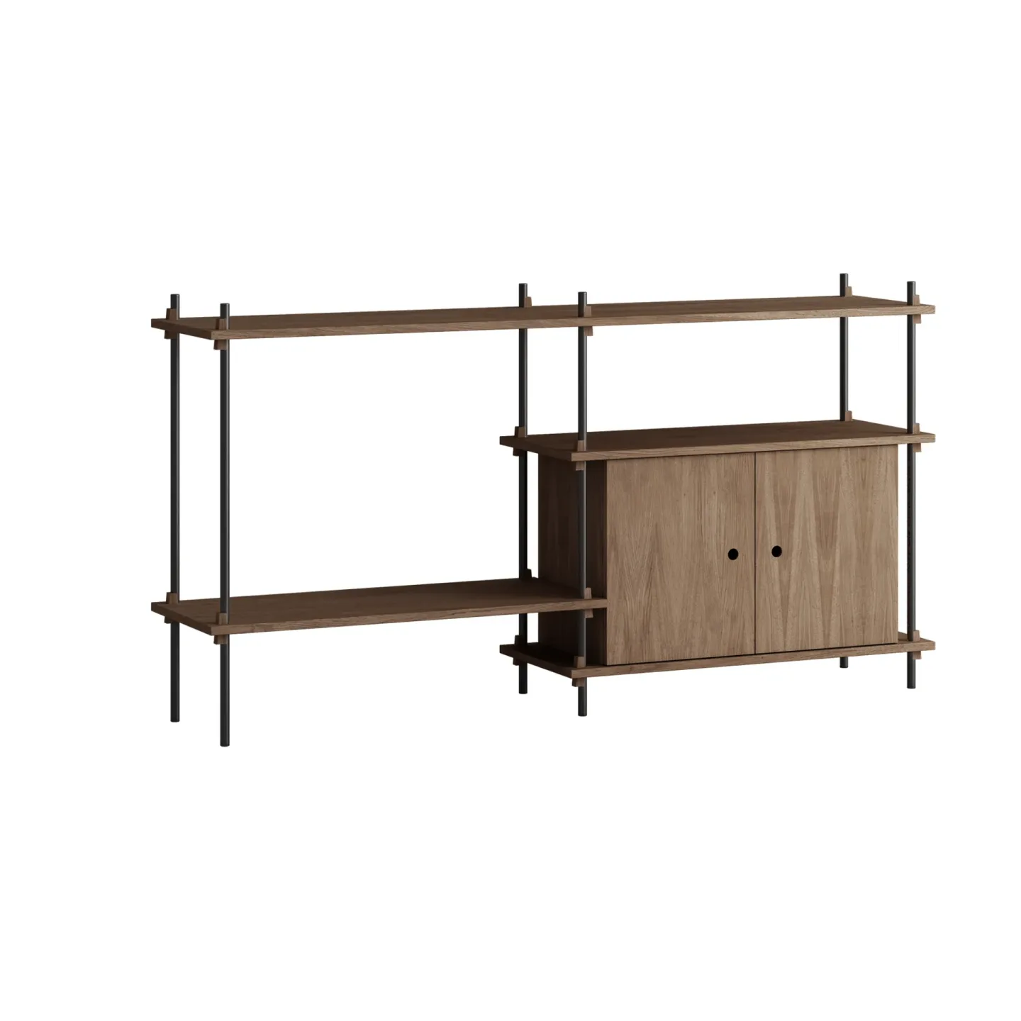 MOEBE Shelving System hylla med skåp Rökt ek-black, 163x85x35 cm, S.85.2.C