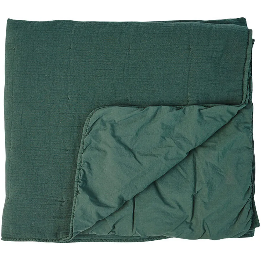 Lavie Wohndecke Nora dunkelgrün Bio Baumwolle 200 x 150 cm