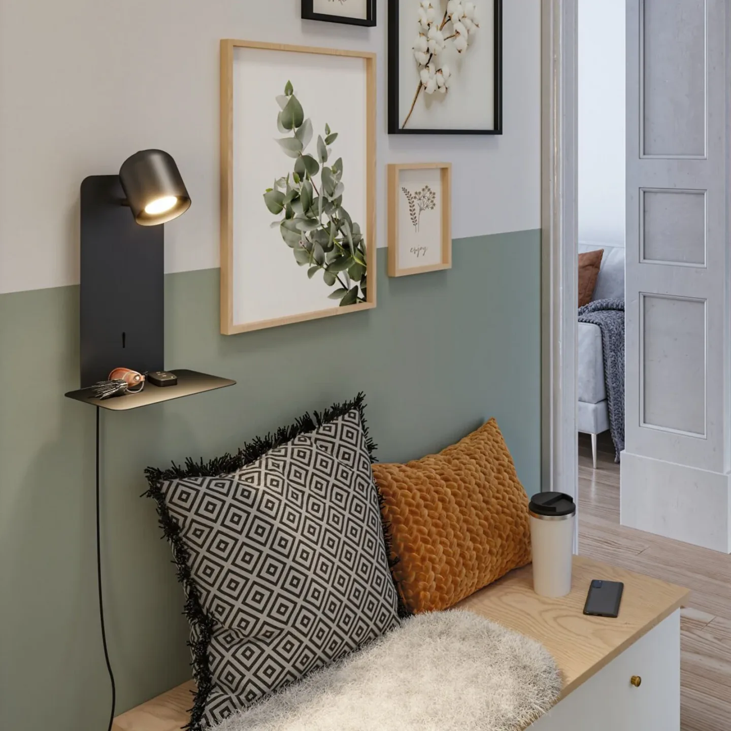 Malena LED Wandleuchte USB C Matt Schwarz - Paulmann Malena USB - Schlafzimmer - Metall - Einflammig