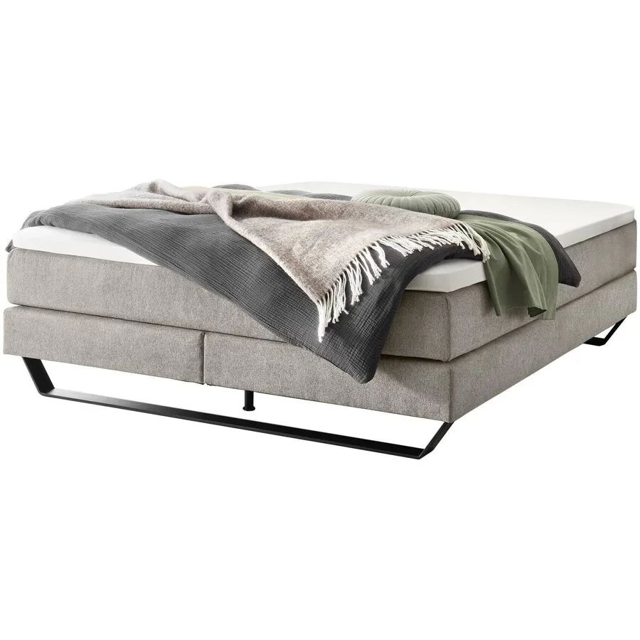 Hasena Boxspringbett Julieta light grey Stoff 140 x 200 cm