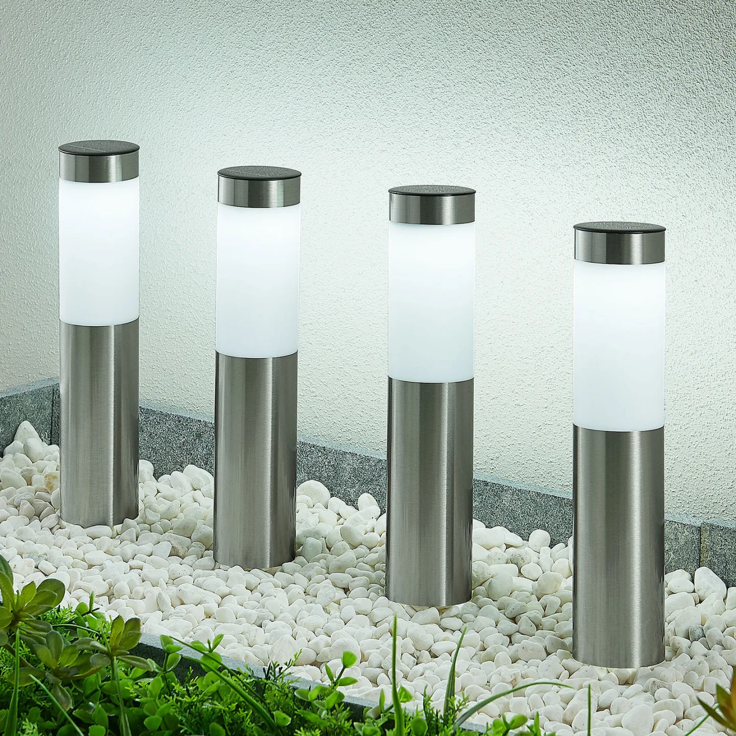 Sirita Solcelle Lampe 4 pcs. H31 Silver - Lindby - Moderne - Rustfritt stål - Sylinder