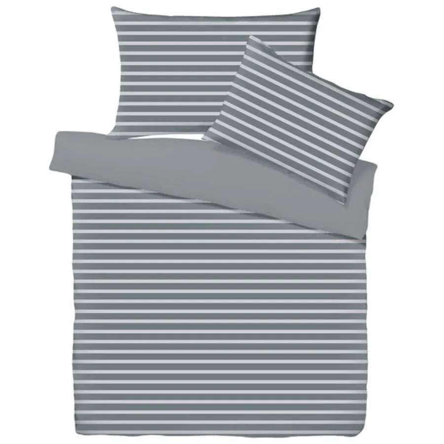 Living Home Bettwäschegarnitur Melange Double grey Baumwolle 200 x 210 65 x 65 cm