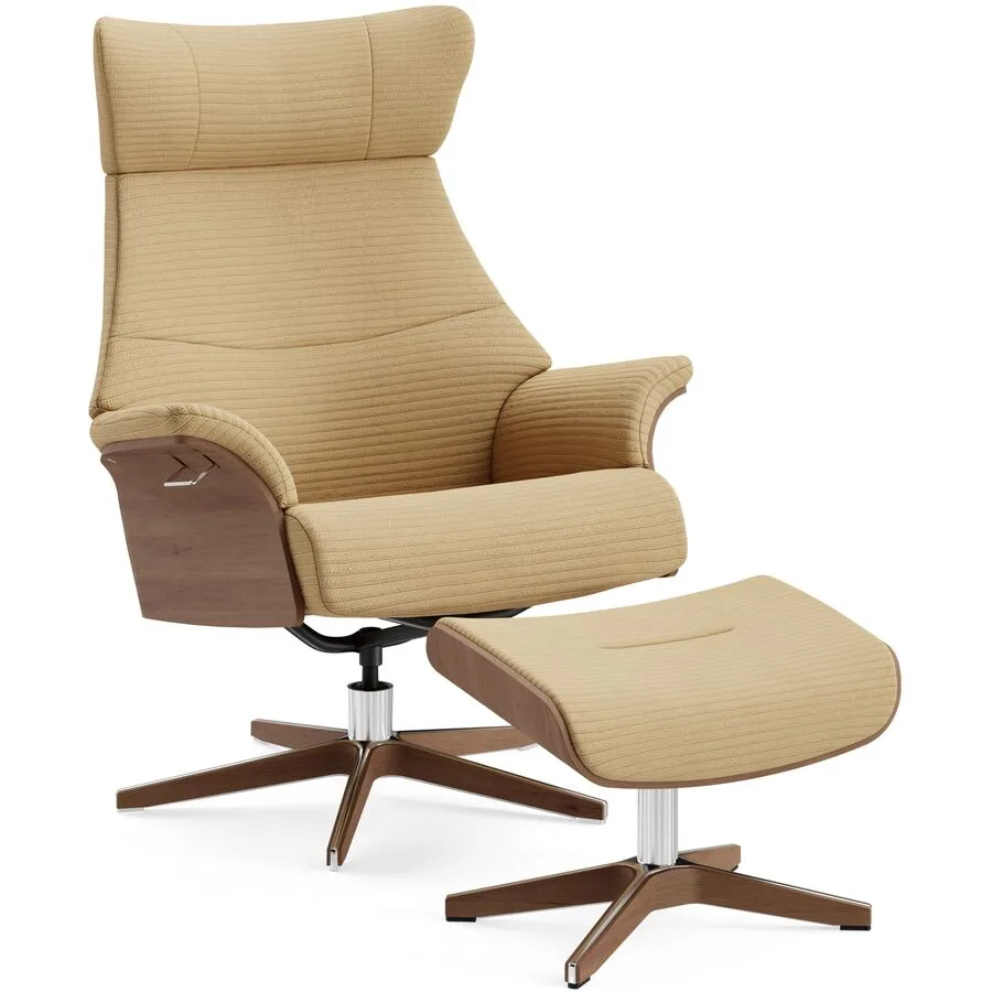 Conform Sessel Airness Senfgelb, Natur, Silber Stoff, Walnuss, Aluminium B 182 T 163 H 101 cm - Möbel Konfigurator: Traummöbel individuell