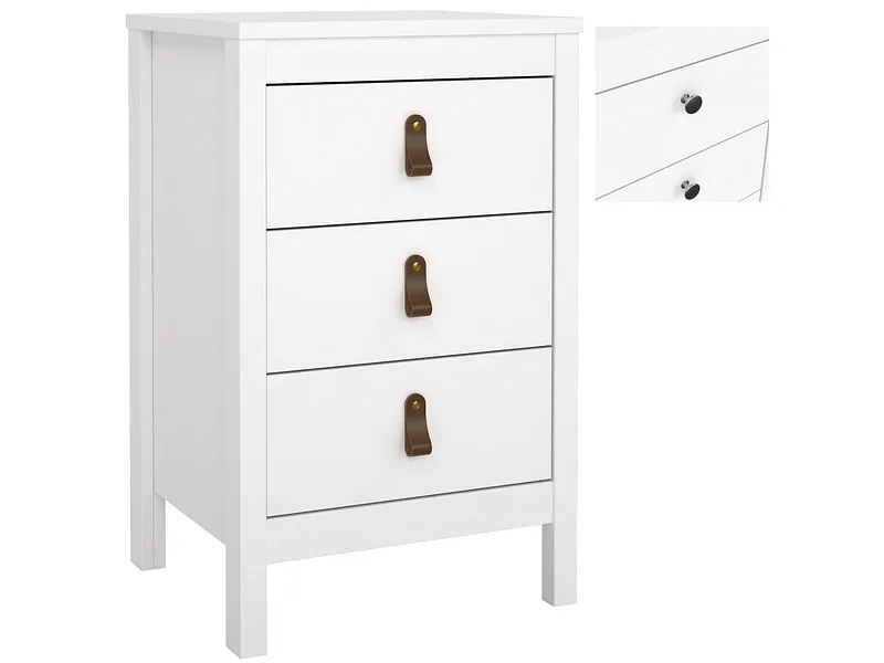 Nachttisch MADRID 3 Schubladen 43.8x38.4x70.1cm weiss matt