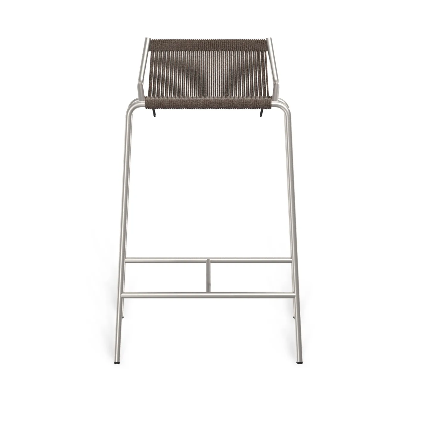 Thorup Copenhagen - Noel Counter Chair H67, Brushed stainless steel base, Upholstered seat and back, wool flag halyard, dark grey - Matstolar - Kasper Thorup - Silver,Grå - Bomull/Metall