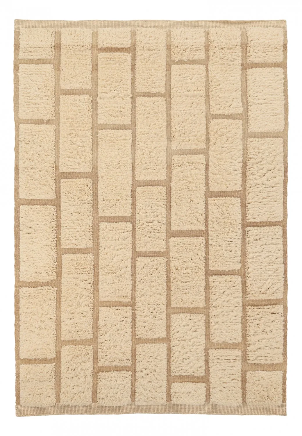 Ryetepper - Leknes Hand Woven Wool Shaggy (krem) (Størrelse: 160 x 230 cm)