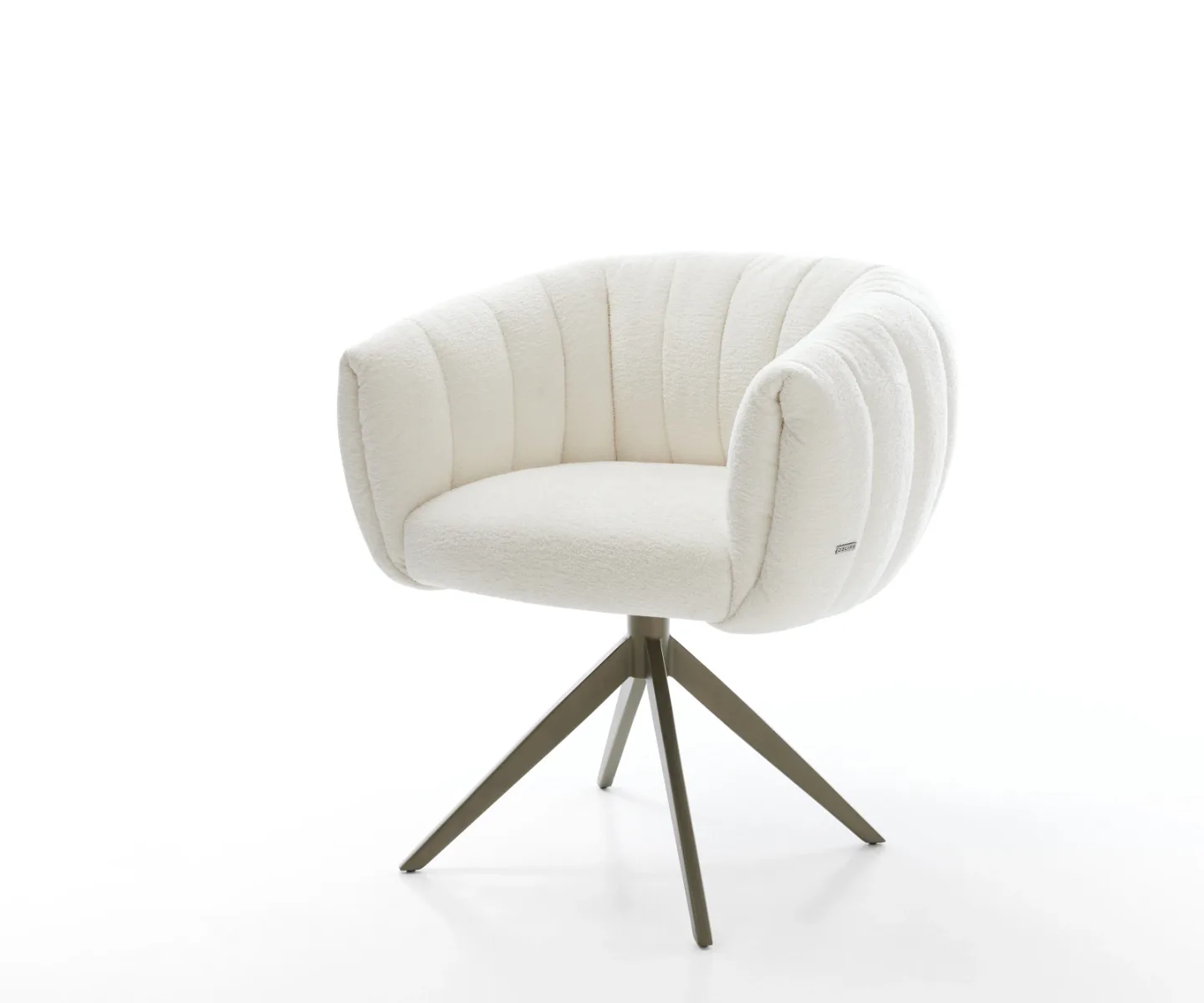Drehstuhl Jada-Flex Bouclé Soft Beige Kreuzgestell breit Effektfinish Titan 360° drehbar Wippfunktion Taschenfederkern