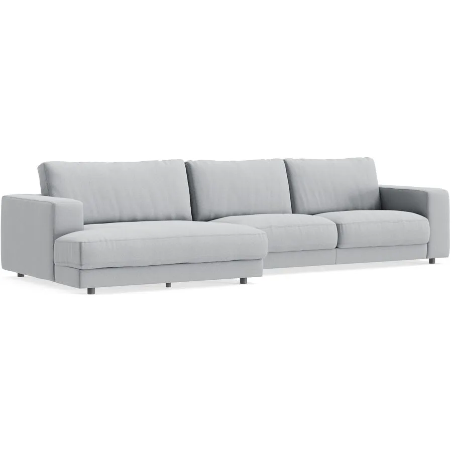 Ecksofa Ava Links Bezug: 98% Polyester, 2% Nylon silver B 350 T 150 cm - Möbel Konfigurator: Traummöbel individuell zusammenstellen