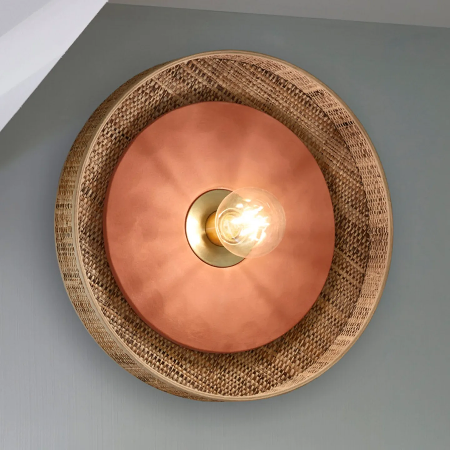 Portinatx vägglampa terrakotta, Ø40cm - MARKET SET - Vardagsrum - Design - Keramik - Rund