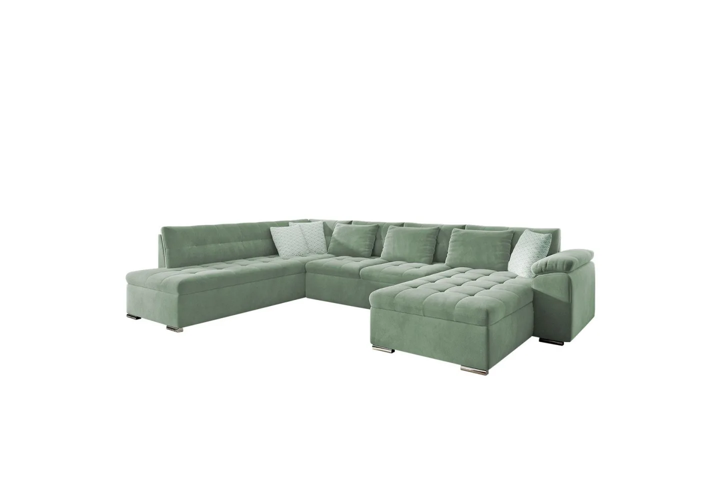 Dynir Soffa med Divan och Schäslong 4-sits - Ljusgrön
