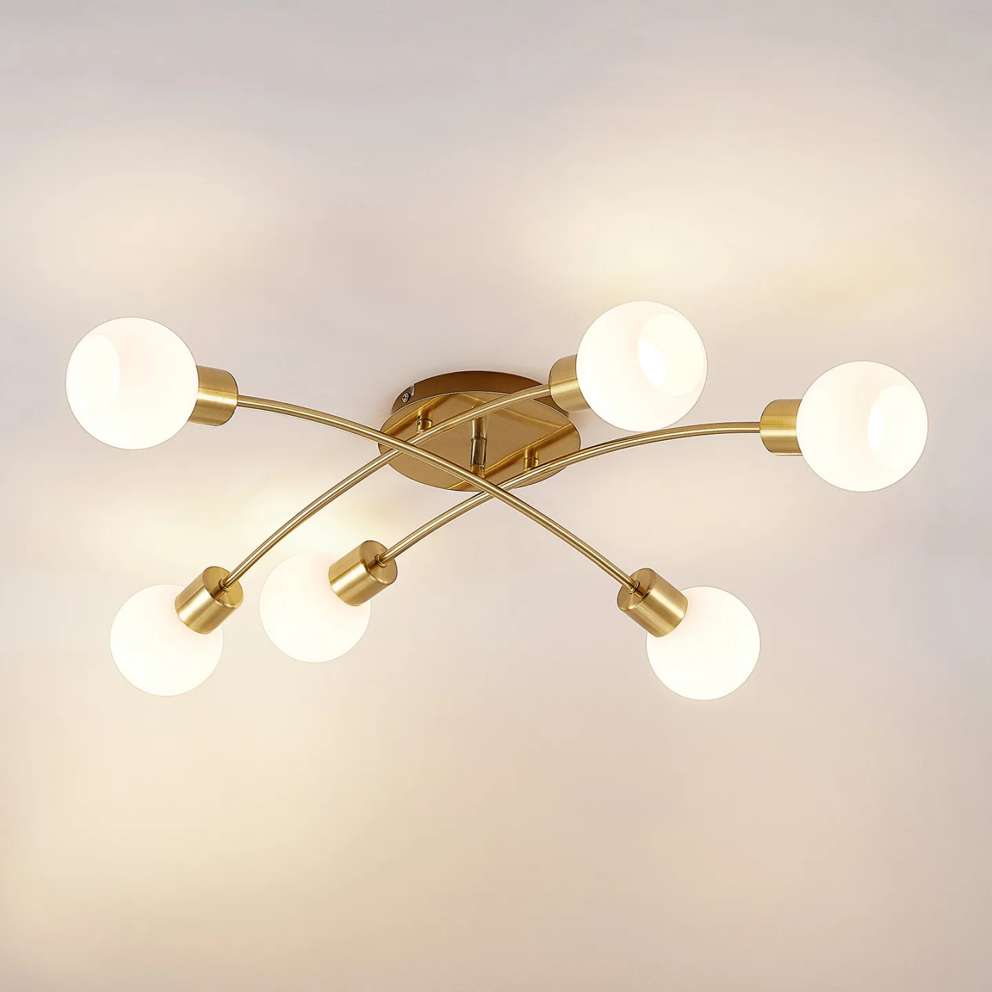 Agmar 6 Deckenleuchte Brass - Lindby - Wohnzimmer - Modern - Metall - Mehrflammig