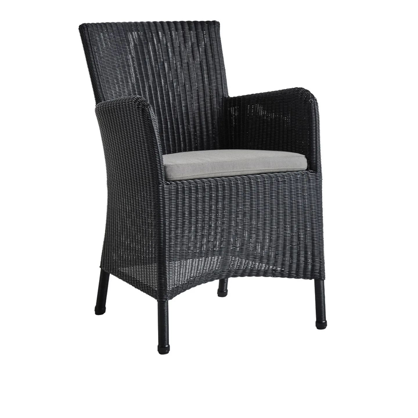Cane-Line - Hampsted Karmstol Cane-Line Weave Black / Cane-line Natté Taupe - Matstolar utomhus - Cane-line Design Team - Svart - Textilmaterial/Syntetiskt