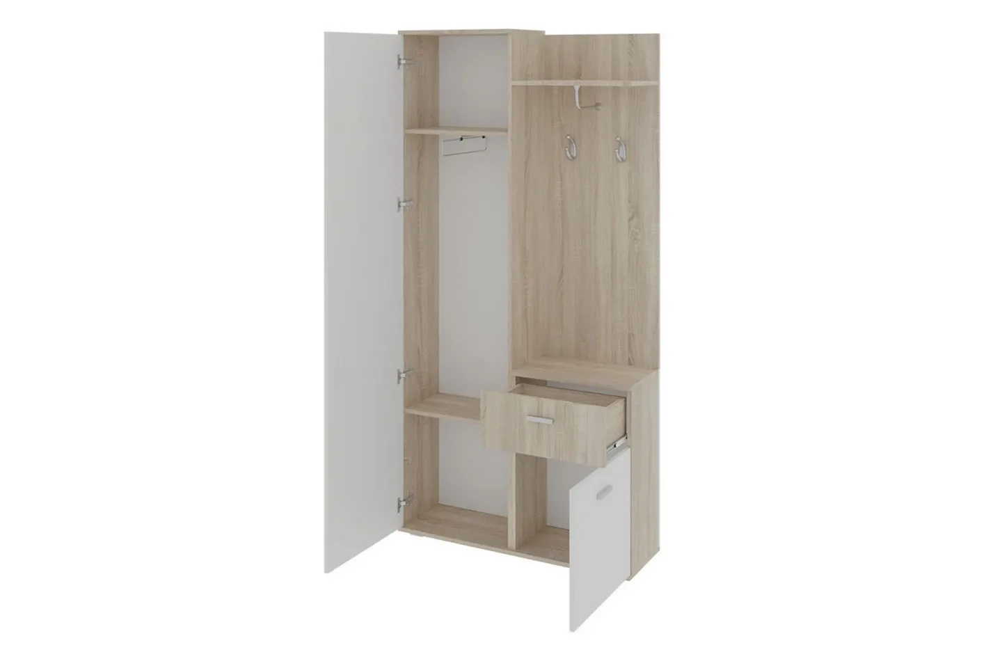 Lux Garderob 97x30x195 cm LED-belysning - Beige/Vit