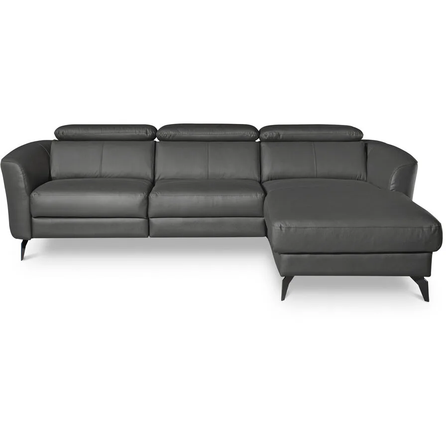Ecksofa Simba Links 100% Echtleder + Korpus Lederlook Anthrazit B 261 T 183 cm