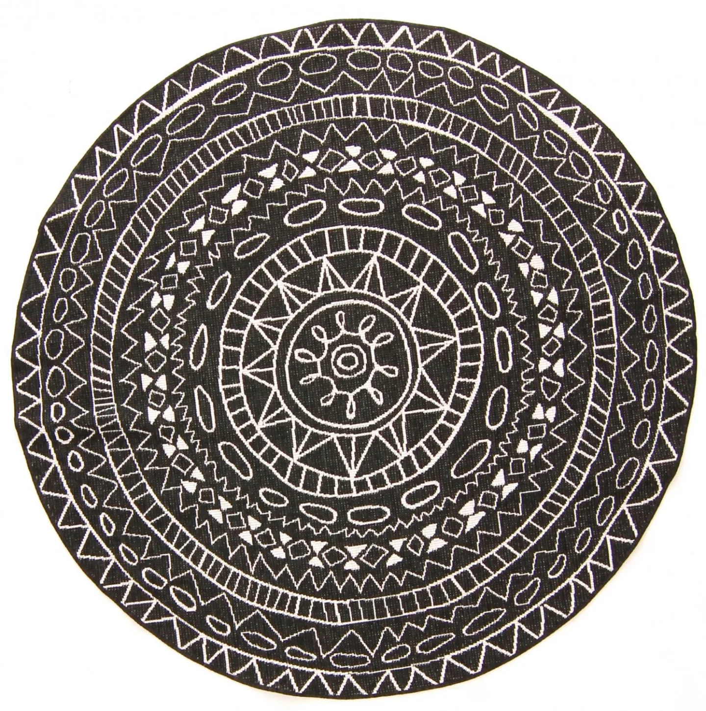 Rundt teppe - Brussels Diamond (sort) (Størrelse: Ø 120 cm)