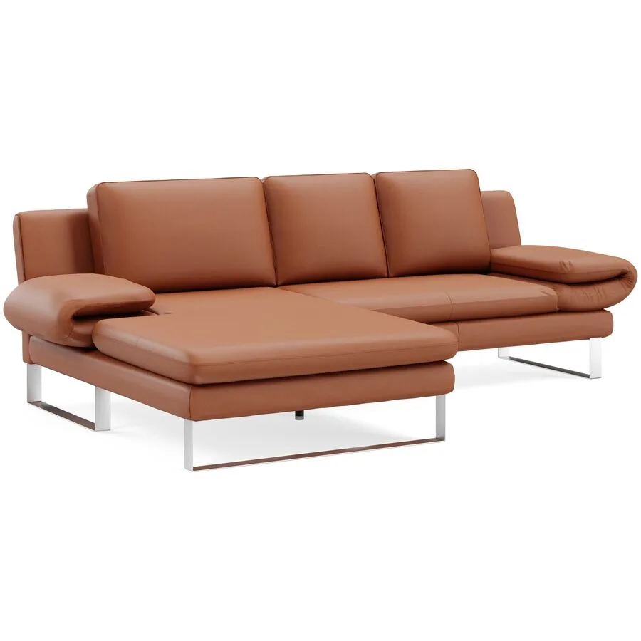 Ecksofa Jarek Leder cognac B 321 T 168 cm - Möbel Konfigurator: Traummöbel individuell zusammenstellen