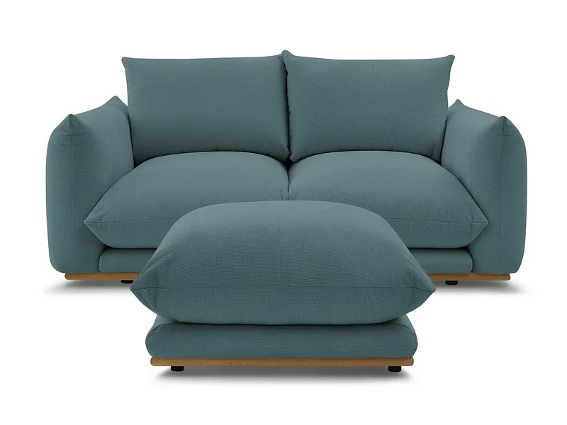 2er Sofa mit Hocker BOBOCHIC ERNEST Stoff dunkelblau