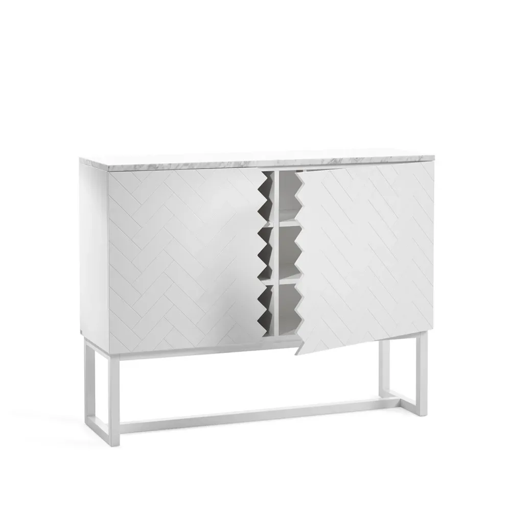 A2 Story sideboard vit, vit marmortopp, vitt stativ