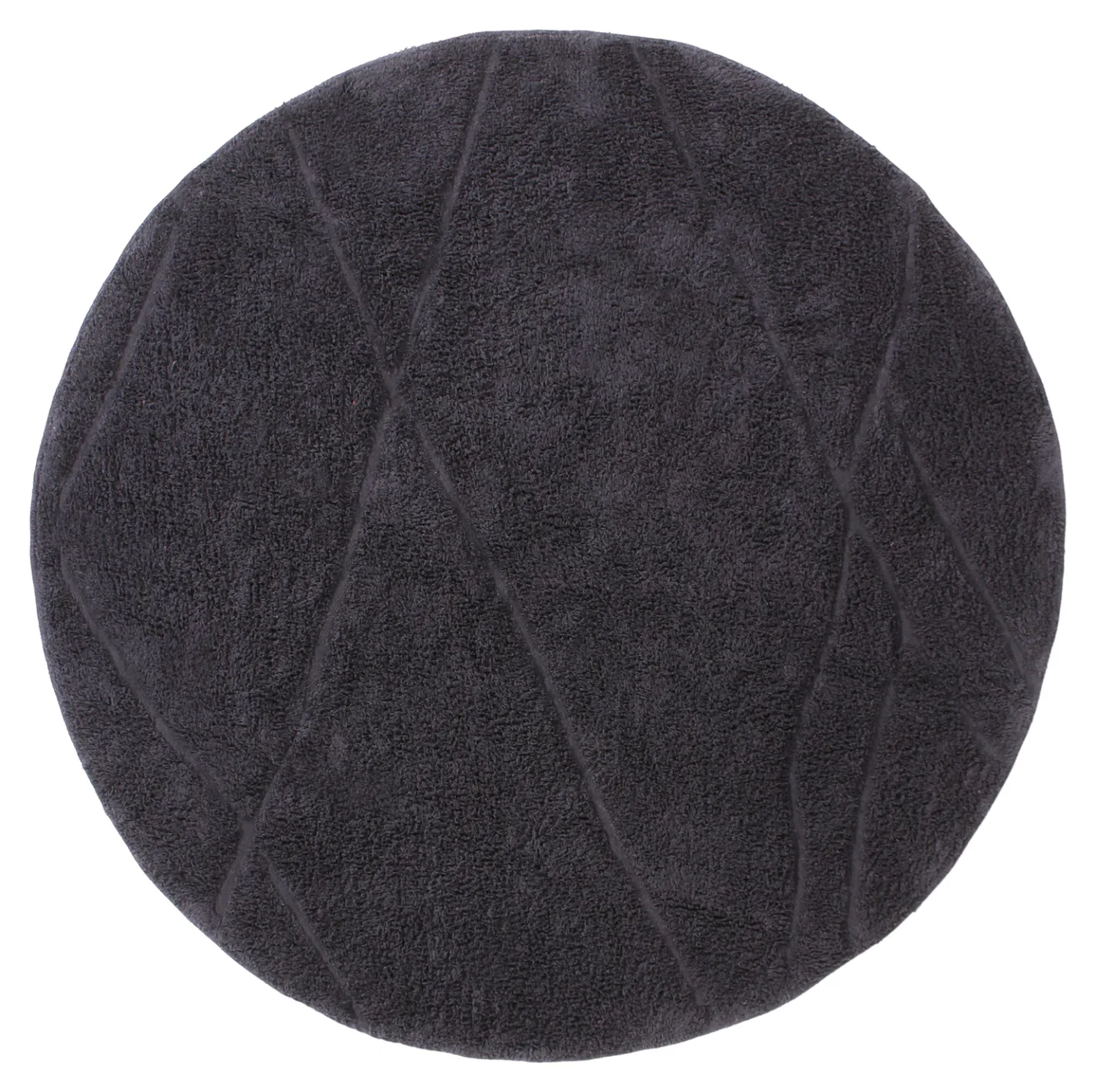 Runde tepper - Andrea Natural Cotton Shaggy (svart) (Størrelse: Ø 200 cm)