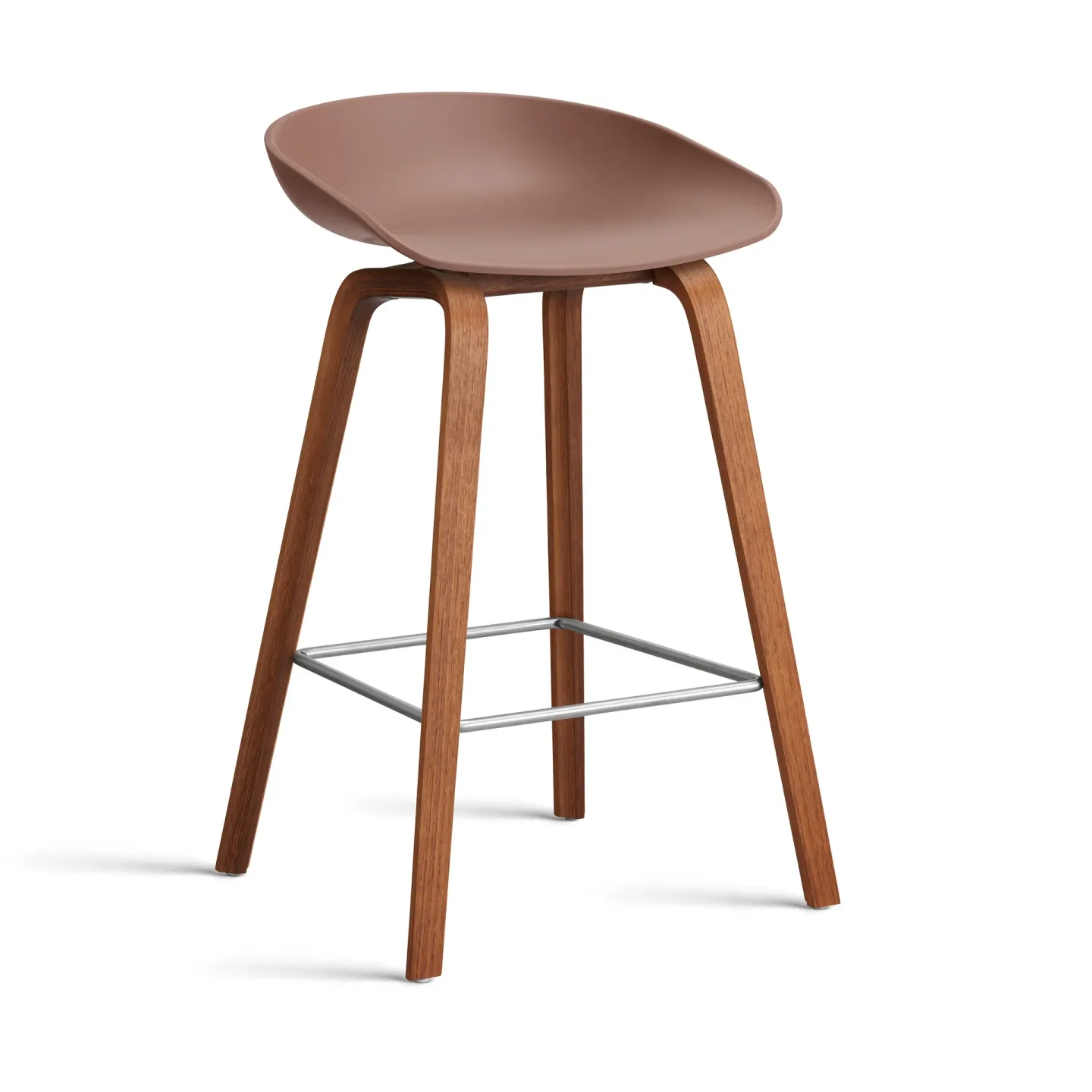 HAY About a Stool 32 Low Barhocker Walnussgestell 2.0 Soft brick-Edelstahlstütze