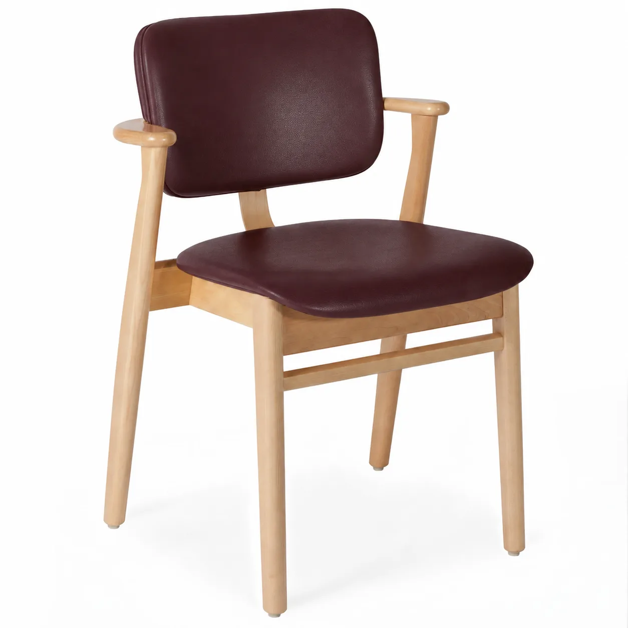 Artek - Domus Chair, Klarlackad björk, Klädd sits och ryggstöd, Läder L2, Black - Matstolar - Ilmari Tapiovaara