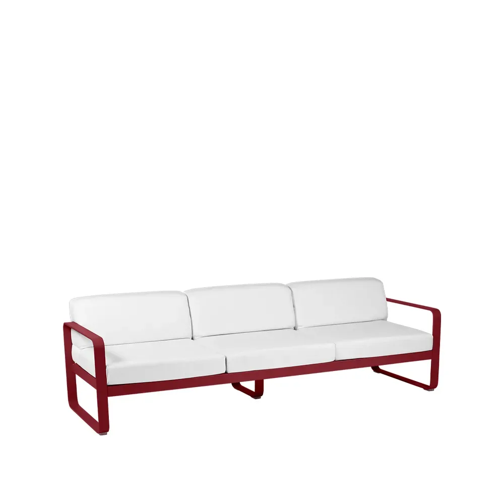 Fermob Bellevie soffa 3-sits Chili (röd), off-white dyna