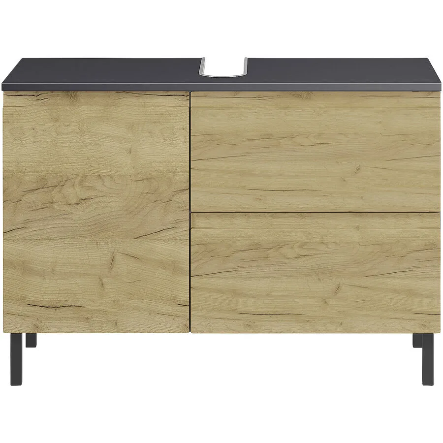 Waschbeckenunterschrank Seanna eiche MDF B 80 T 34 H 56 cm