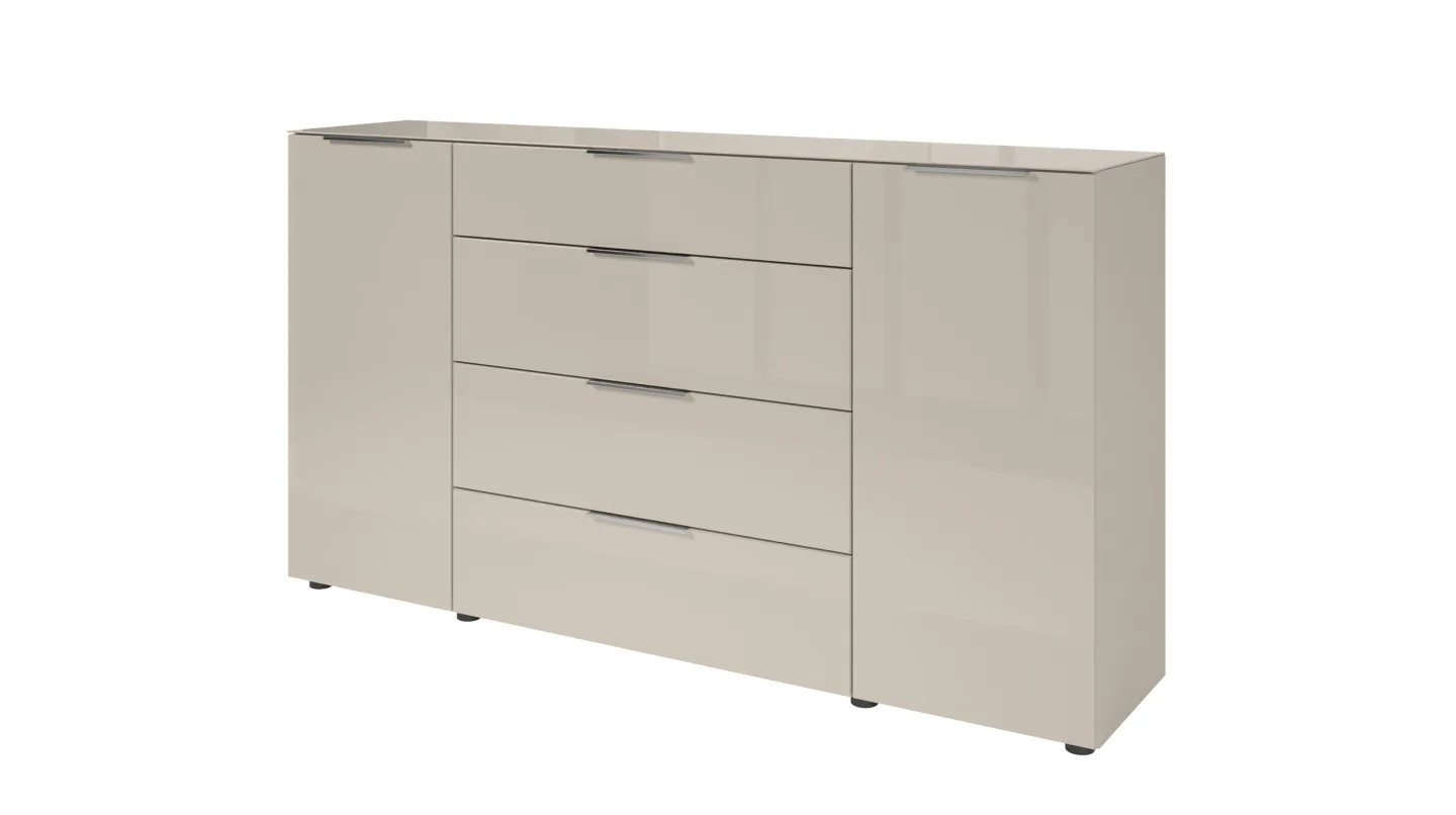 Sideboard 4 Schubladen Beige-Kaschmir - Glas - 180 cm - SANTORIN