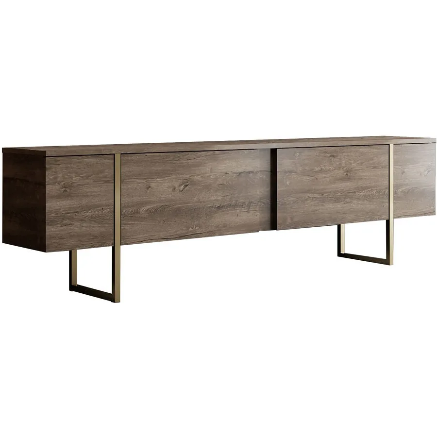 TV-Möbel Yasam Walnuss Melaminbeschichtete Spanplatte B 180 cm 30 kg