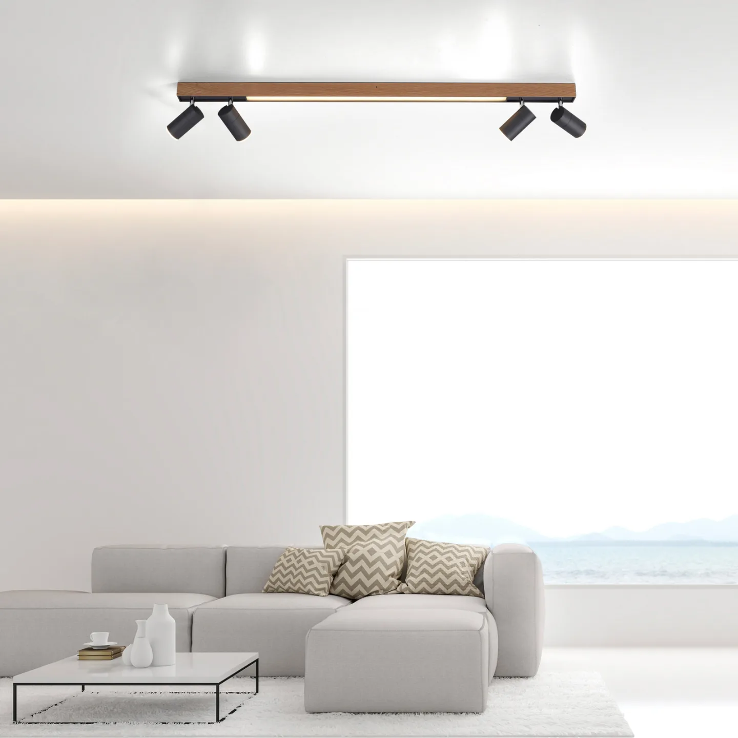 Lines LED-loftlampe, 120 cm, eg/grafit – PURE PURE Lines Spot - Stue - Metal - Med flere lyskilder