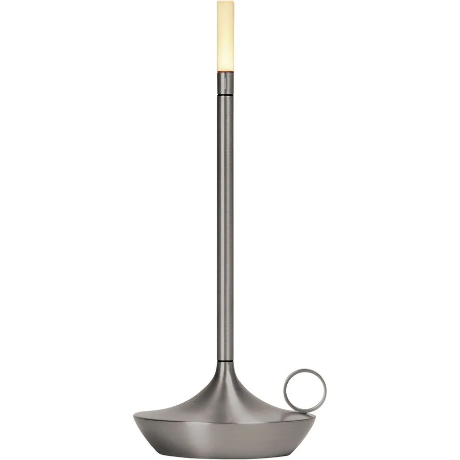 Graypants Tischlampe Wick Silber Aluminium 12 cm 26 cm - Farbe: dunkelgrau - LED - Lichtfarbe: Warmweiss - LED Energiesparlampen