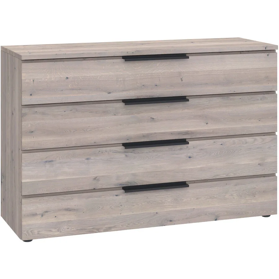 Kommode Holz Werk Natur, Schwarz Wildeiche, Metall Massivholz B 120 H 81 cm